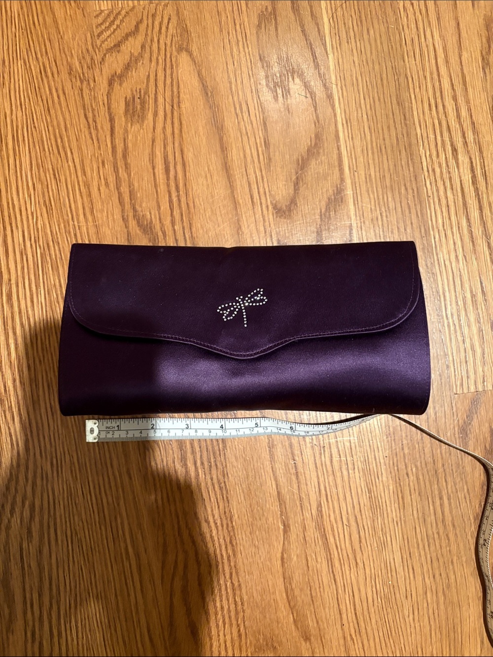 Vintage Gimbels Elegant Purple Satin Clutch Bag with Crystal Accent